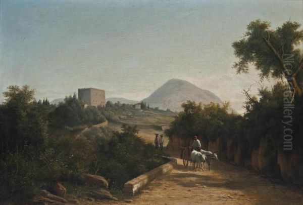 Travellers On An Italian Country Road - view 1
