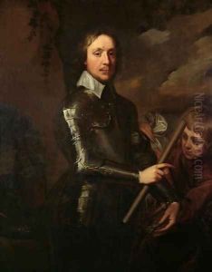 Oliver Cromwell (1599-1658) with his Page, Peter Temple, Tying on his Sash by Robert Walker