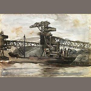 Freighter Beneath An Iron Bridge
