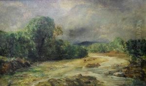 Figure By A Stream In A Mountain Landscape Figure By A Stream In A Mountain Landscape