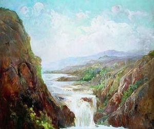 Paisaje Montanoso Con Cascada