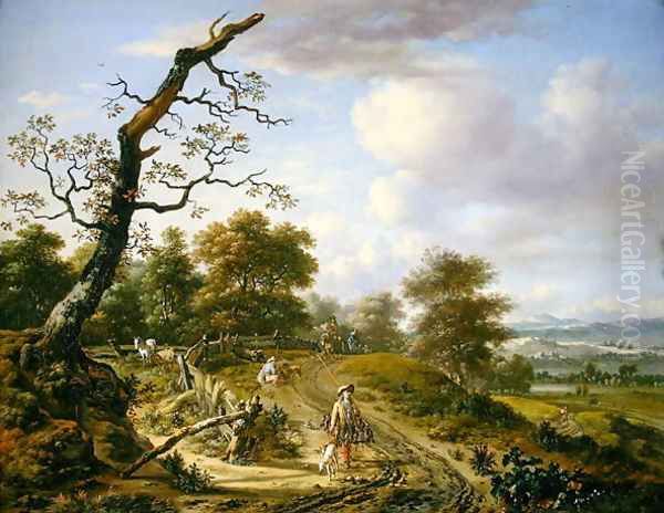 A hilly landscape with a hawking party, 1661 - view 1