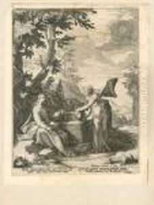 Christus En De Vrouw Van Samaria Bij De Bron by Jacob Matham