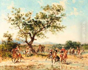 Arab horsemen at a river by Georges Washington