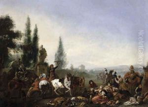 Elegant Company in a Park by Pieter Wouwermans or Wouwerman