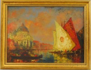 View Of The Santa Maria Della Salute, Venice by Francois Maury