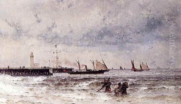 Shipping Near A Harbour Entrance - view 1