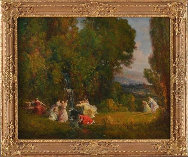 Maiden Frolicking In Pastoral Landscape - view 1