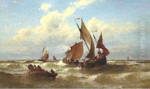 Bateaux de Blankenberghe fishing on a choppy sea