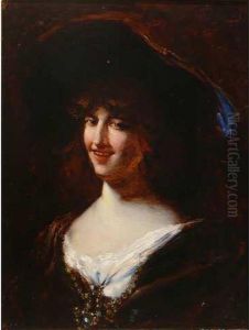Portrait En Buste D Une Jeune Femme Au Chapeau
