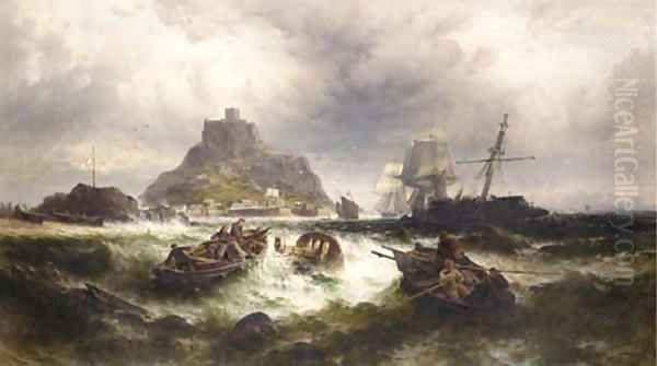 Salvaging a Shipwreck off St. Michael's Mount - view 1