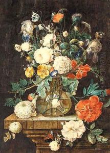 Summer bouquet with butterflies