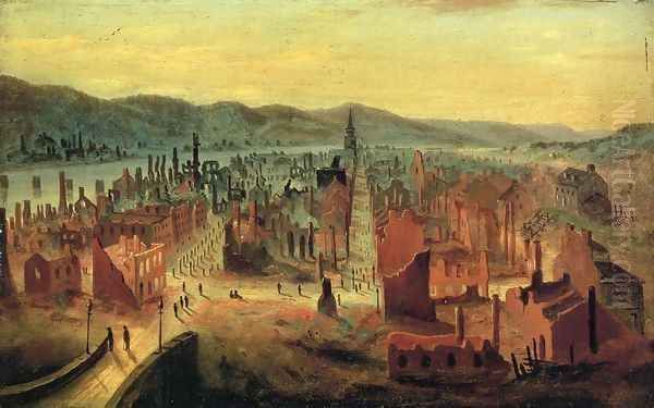 Pittsburgh after the Fire, 1845, from Boyd's Hill - view 1