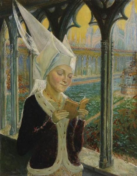 Portrait Of Isabeau Of Baviere Reading A Book Of Hours - view 1
