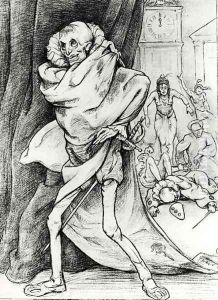 Illustration for The Mask of the Red Death by Edgar Allan Poe (1809-49) 1936 by Robert West