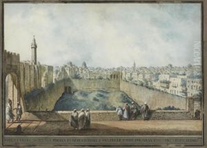 View Of The Pool Of Bethesda And One Of The Gates Of The Temple Of Solomon In Jerusalem by Luigi Mayer