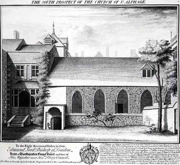 The South Prospect of the Church of St. Alphage, engraved by William Henry Toms (c.1700-50) 1736 - view 1
