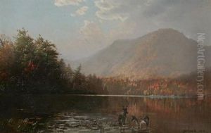 Deer In Mouintain Lake by George Herbert McCord