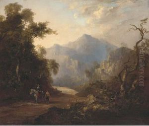 Figures On A Beaten Track In A Mountainous Landscape by Horatio McCulloch