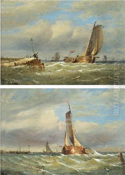 Dutch Sailing Vessels Off The Coast - view 1