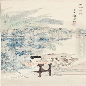 Woman Sitting On A Chair In The Garden by Chen Mei
