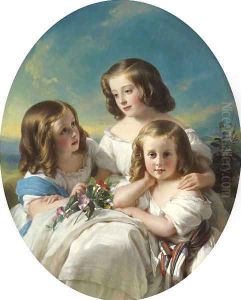 Trois demoiselles de la famille de Châteaubourg by Hermann Winterhalter