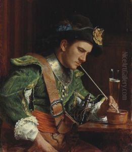 A Soldier Smoking A Pipe In An Interior