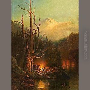 Encampment At The Base Of A Snow-covered Mountain by Andrew Melrose