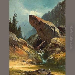 A Rocky Pinnacle Above A Stream A Rocky Pinnacle Above A Stream