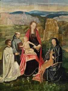 Madonna Mit Kind, Umgeben Von Heiligen, In Einer Weiten Landschaft