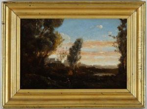 Paysage Au Coucher Du Soleil by Barthelemy Menn
