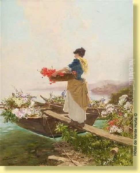 Fleuriste Chargeant Sa Barque - view 1