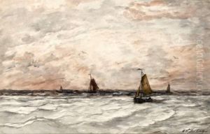 Bomschuiten In De Branding by Hendrik Willem Mesdag