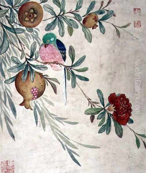 One of a series of paintings of birds and fruit, late 19th century - view 1