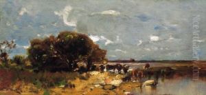 Waterside Landscape With Clouds Waterside Landscape With Clouds