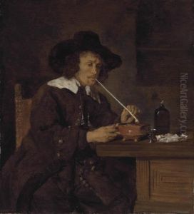 A Smoker Lighting His Pipe