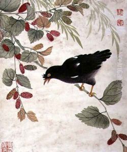 One of a series of paintings of birds and fruit, late 19th century 6 by Guoche Wang