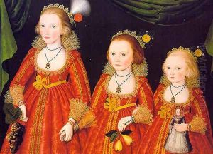 Three Young Girls 1620 by Follower of William Larkin