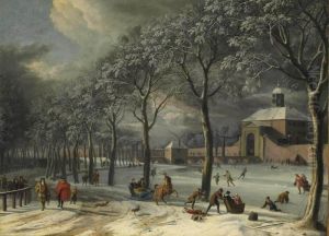 A Winter Scene Of The Weesper Poort, Amsterdam