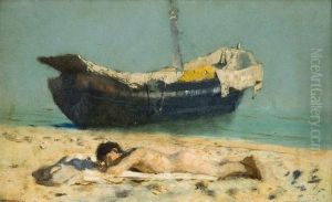 Nudo Disteso Sulla Spiaggia by Francesco Paolo Michetti
