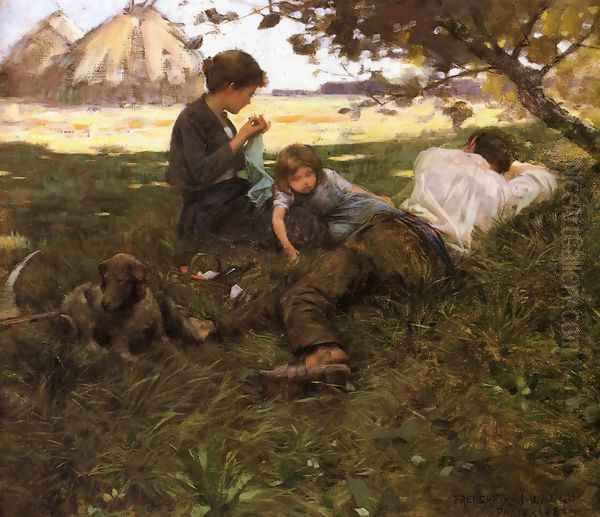 Family Resting under a Tree - view 1