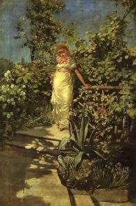 Young Woman in a Garden by Frederick Judd Waugh