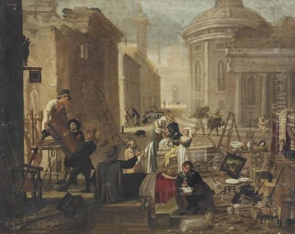 An Auction In An Italianate Street - view 1