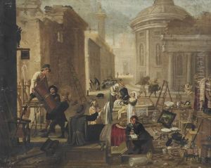 An Auction In An Italianate Street