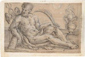 Figura Allegorica Con Caduceo, Ramo Di Palma E Braciere by Aureliano Milani