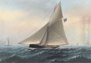 The Racing Cutter Galatea Off The Fastnet Rock by Charles Keith Miller