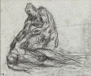 Homme Relevant Un Blesse: Etude Pour Un Bon Samaritain by Jean-Francois Millet