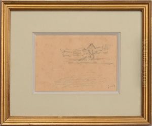 Etudes D'escargots, Charrette Devant La Ferme Et Au Champ by Jean-Francois Millet