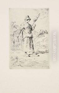 La Fileuse Auvergnate by Jean-Francois Millet