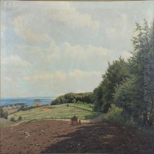Landscape With A View Towards Marselisborg Castle In Denmark by Carl Milton Jensen